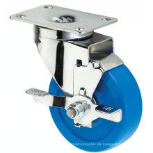 3inch mittlere Größe Biaxial Blue PVC Caster mit Bremse